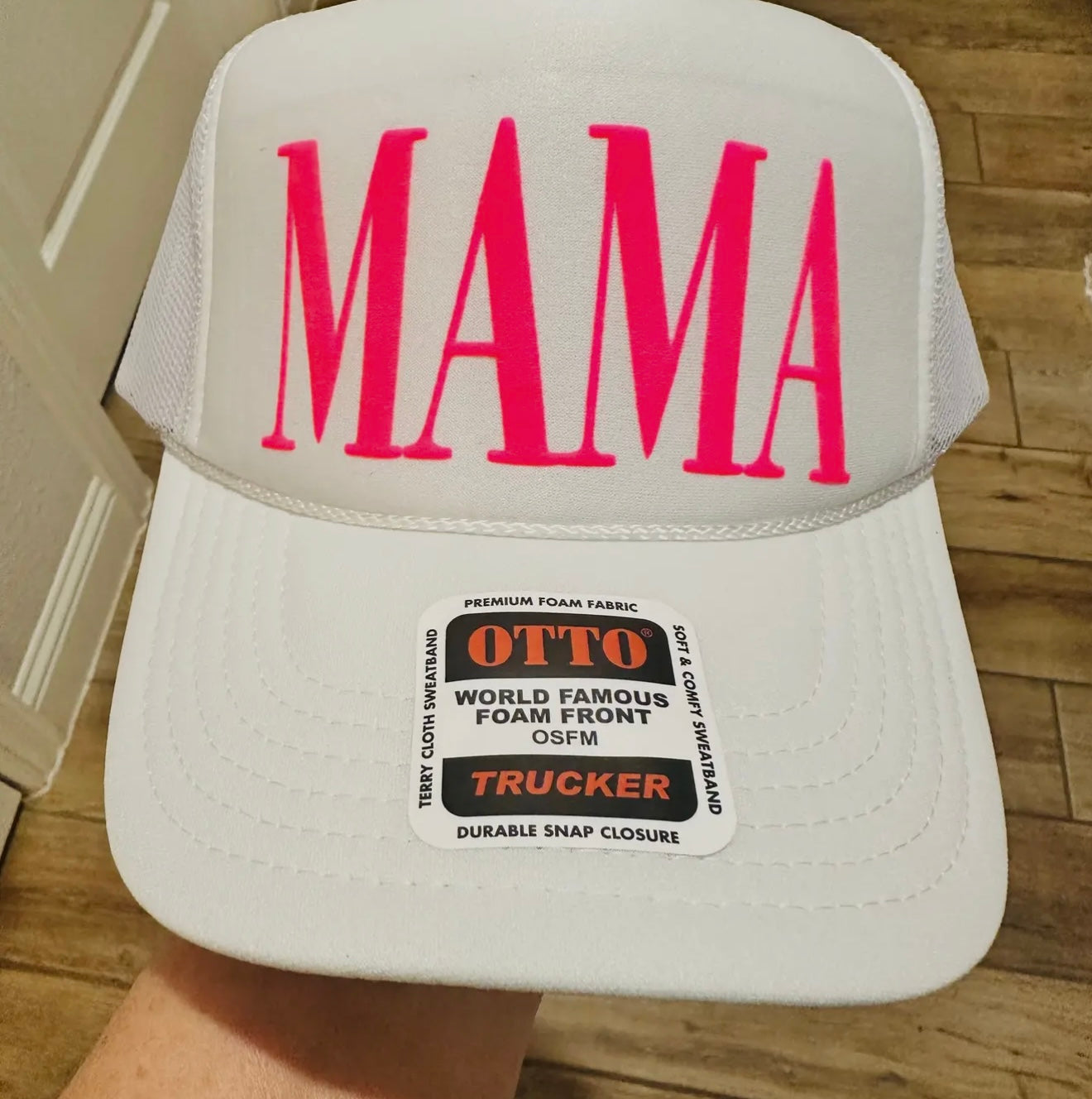 White & Pink Mama Hat