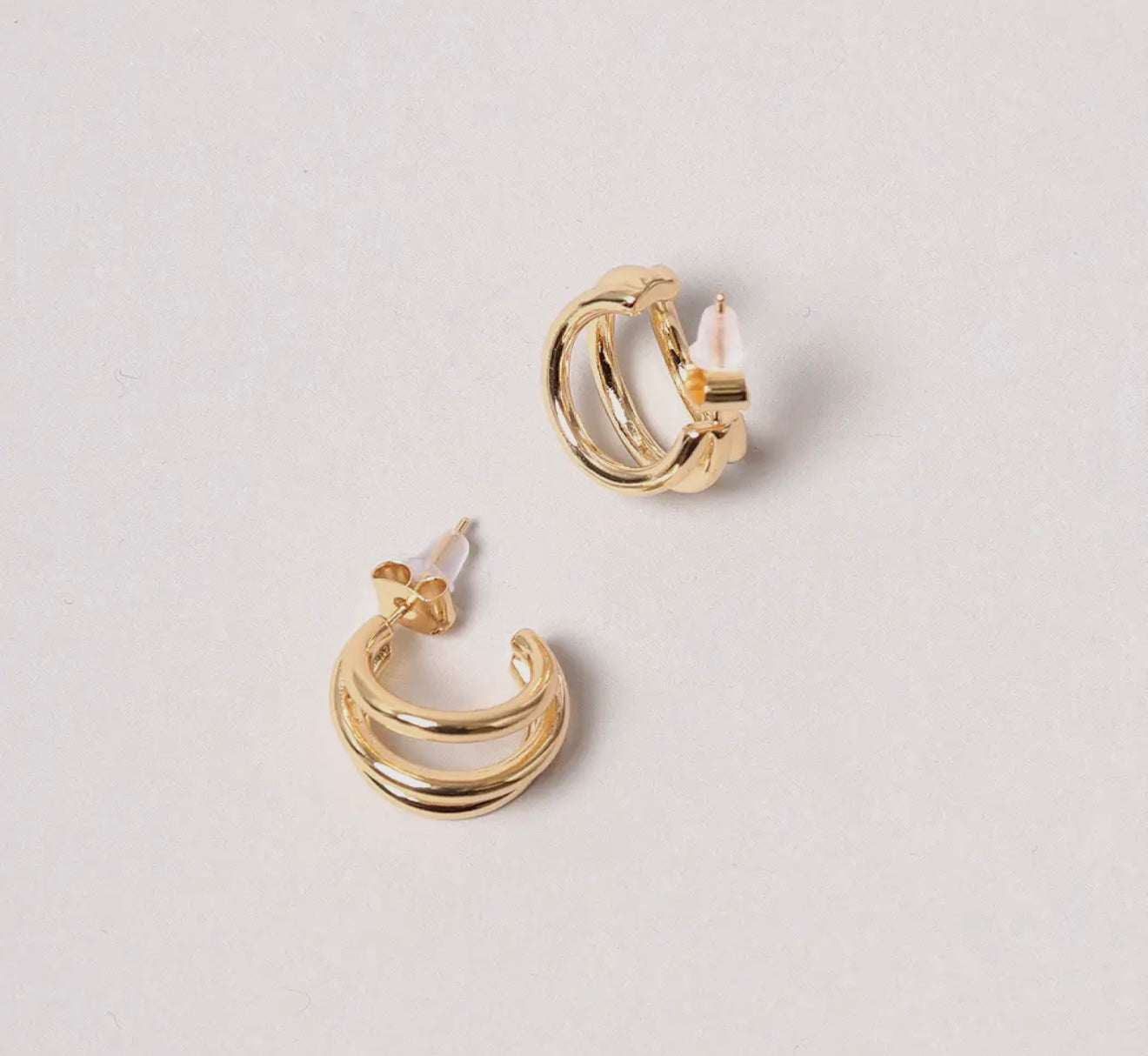 Gold Dipped Double Ring Earrings