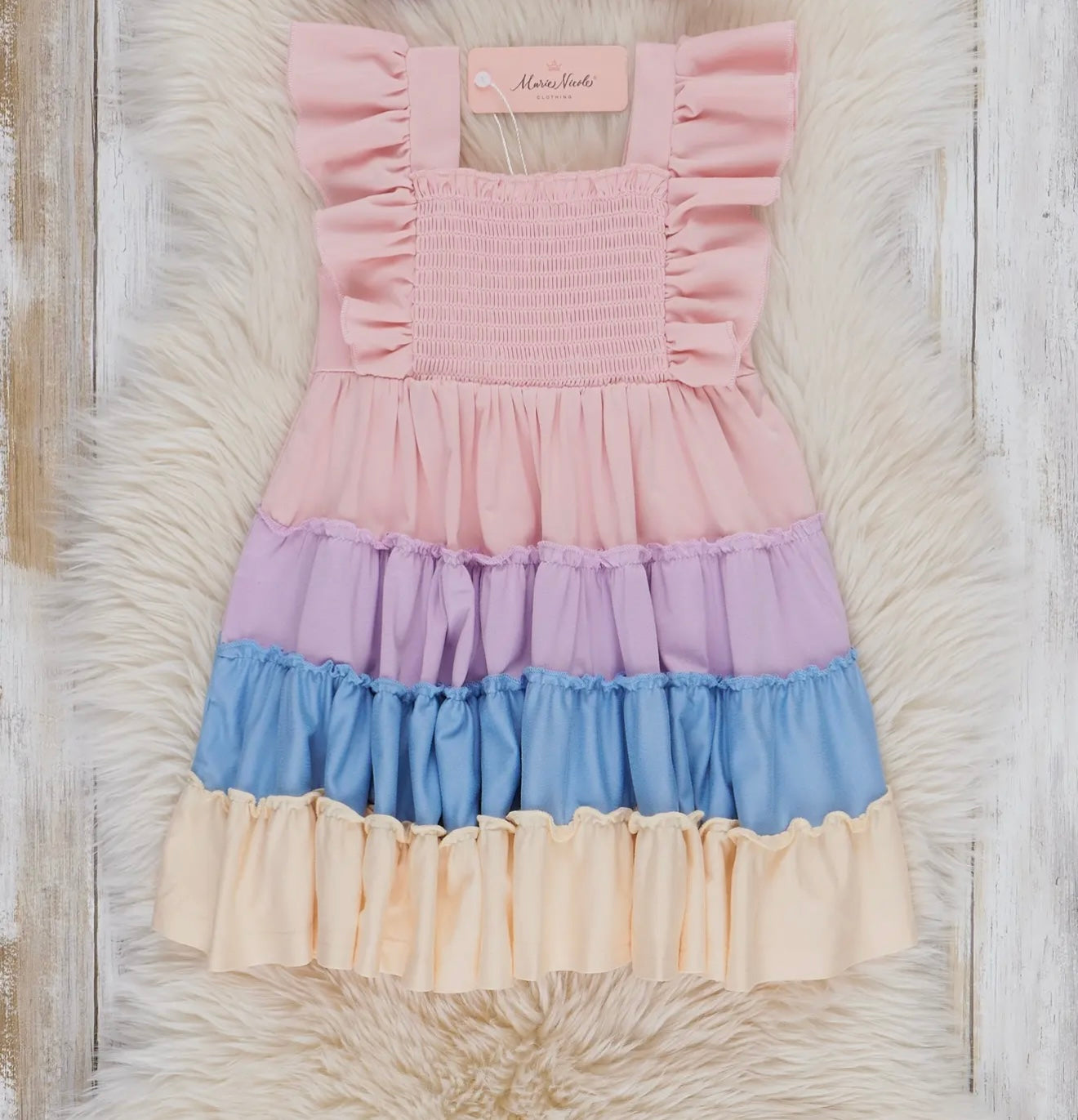 Tiered Color Block Pastel Dress