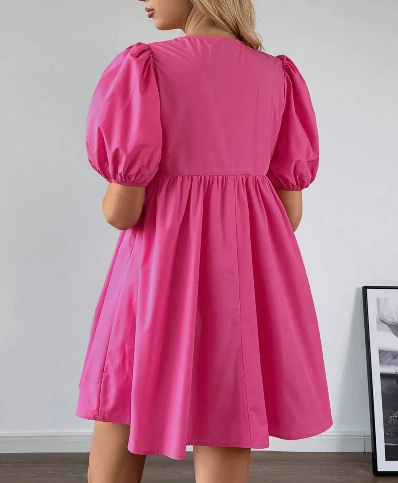Bright Pink Bow Mini Dress