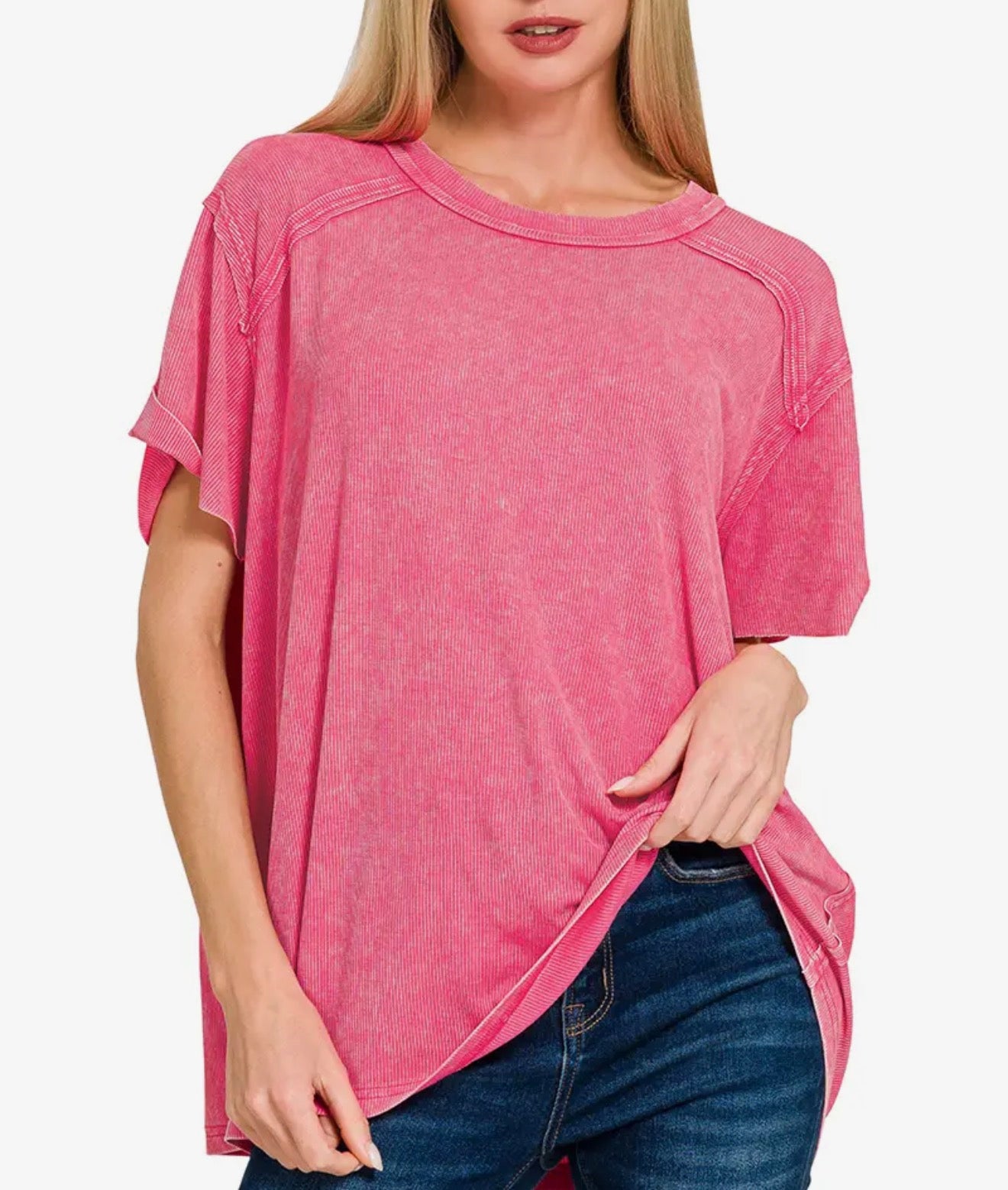 Zenana Washed Short Sleeve Top