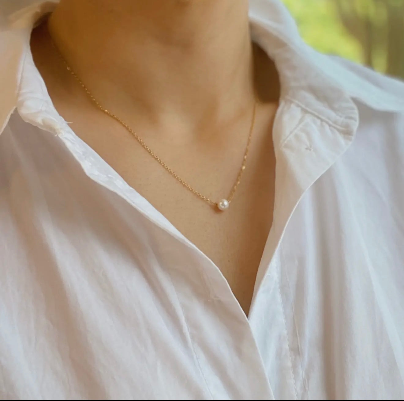 Dainty Single Pearl Necklace