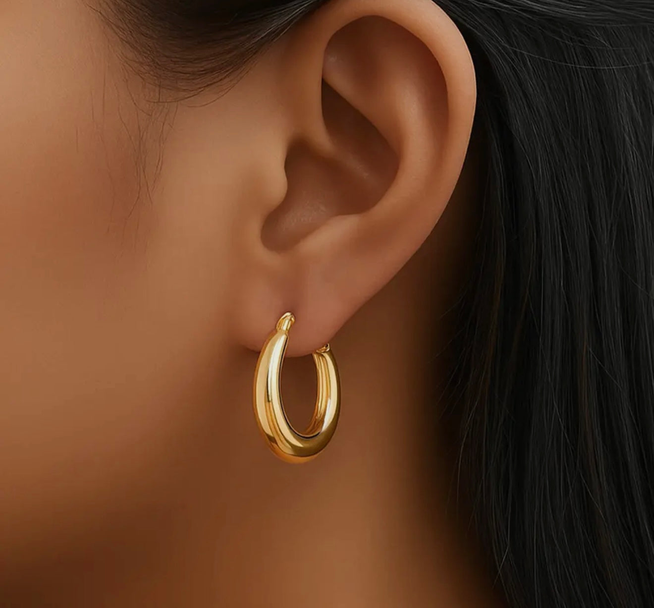 14k gold mini oval hoops