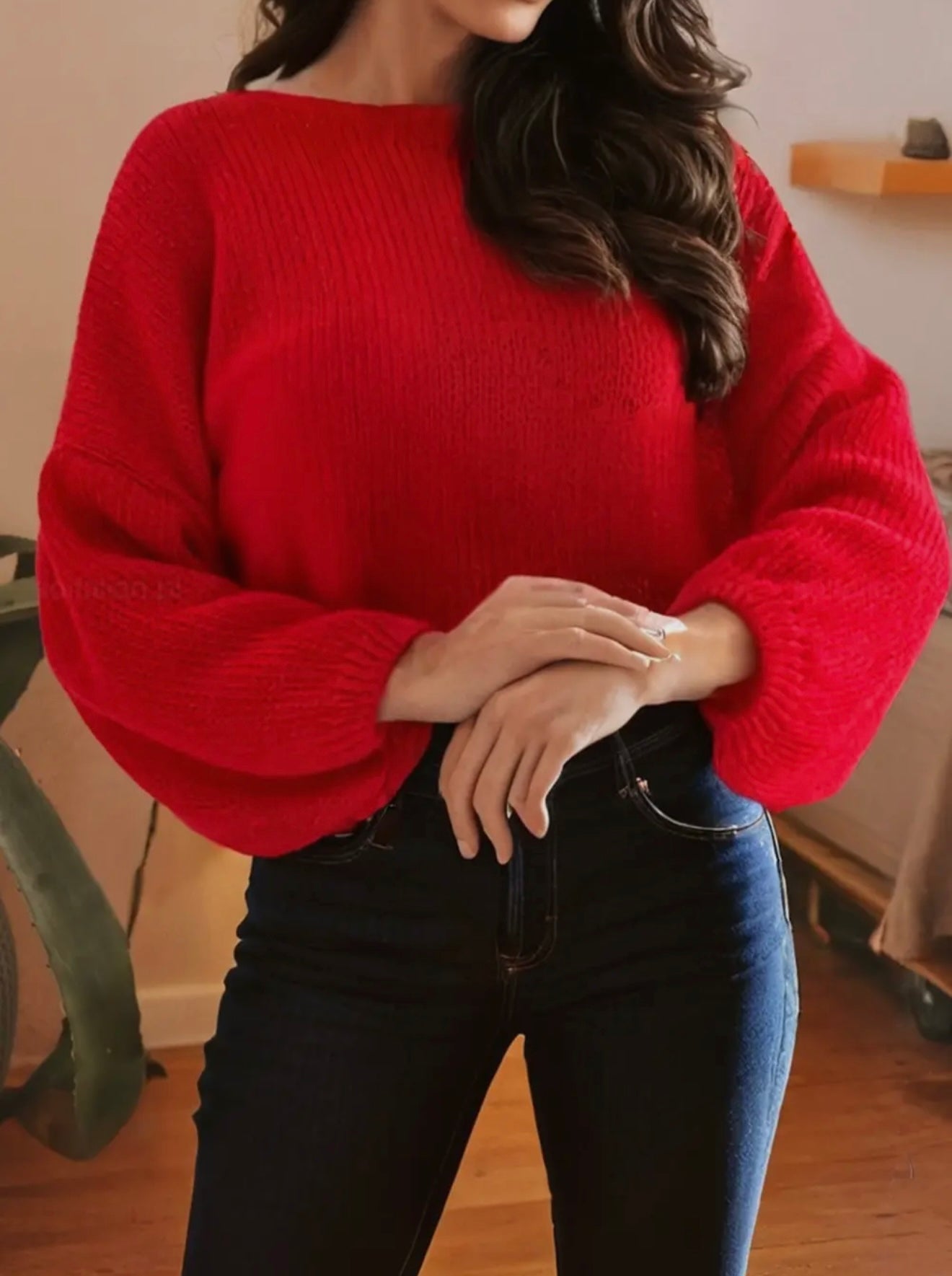Bow back red sweater