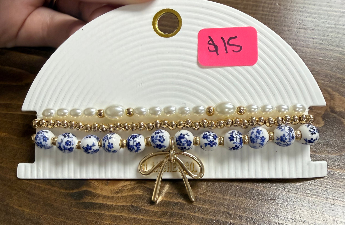 3 pcs beaded bow bracelet set