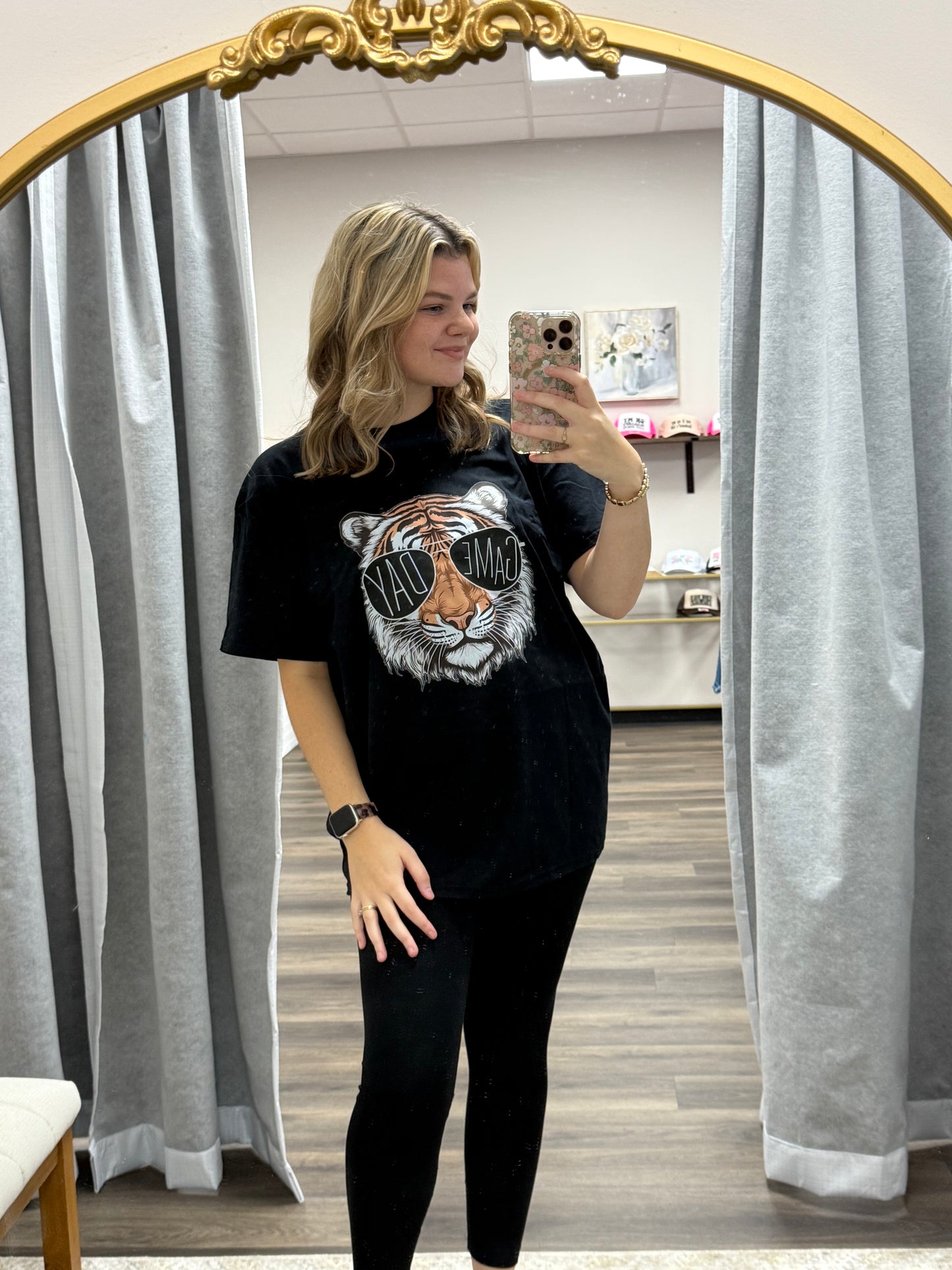 Tiger game day graphic tee- black