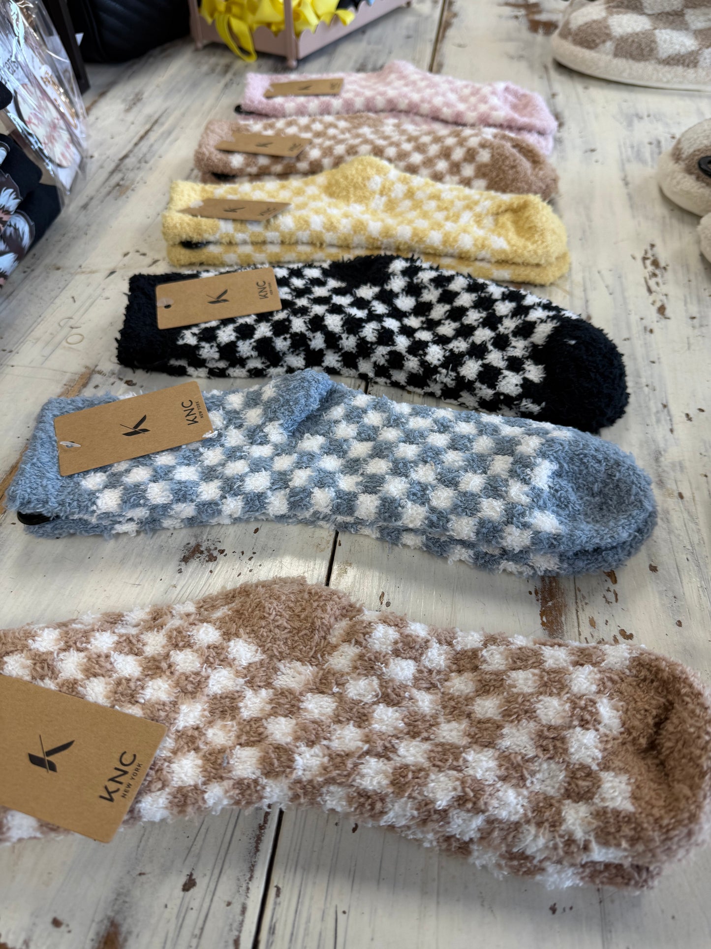 Cozy Checkered print fuzzy socks