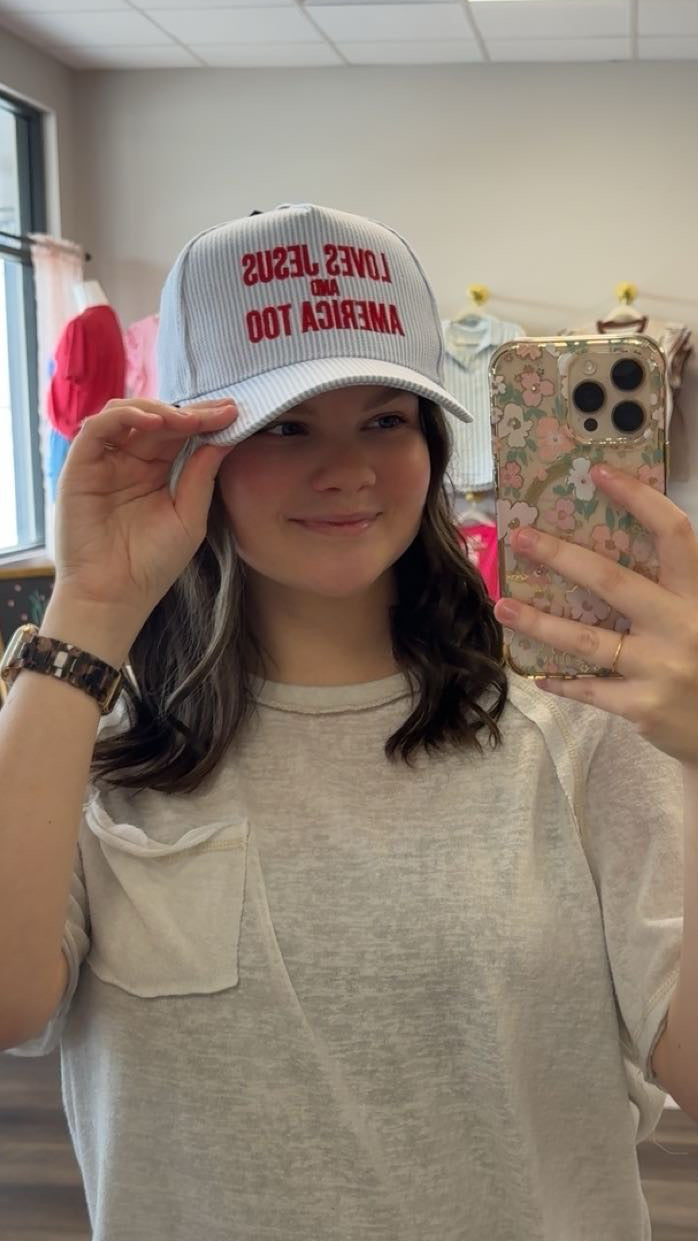 Loves Jesus and America too trucker hat