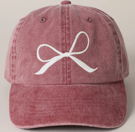 Bow Baseball Cap- Burgundy