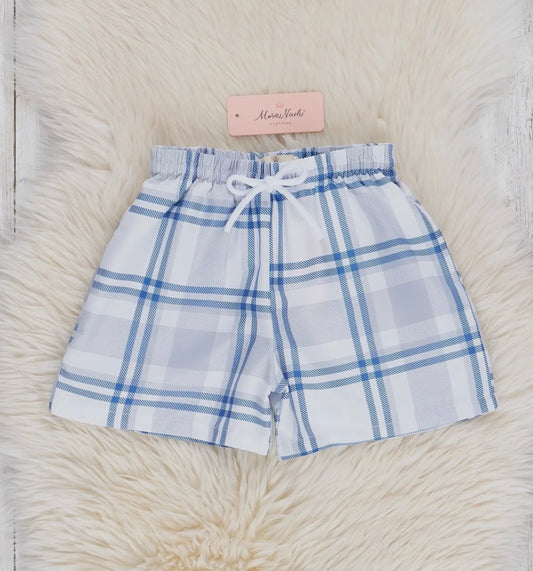 Blue Plaid Swim Shorts