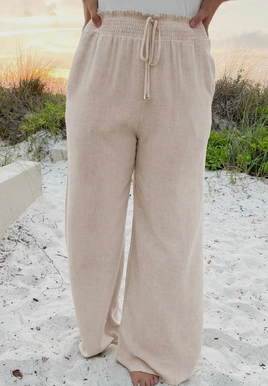 Beige High Waist Plus Pants