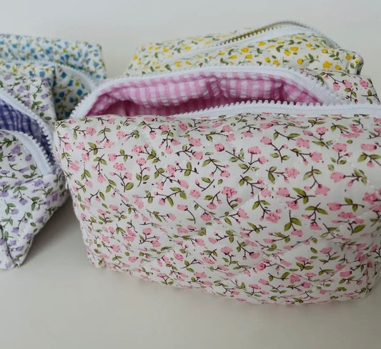 Spring Floral Cosmetic Bag pink
