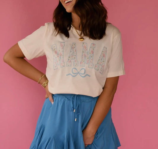 Blue Floral Mama Tshirt