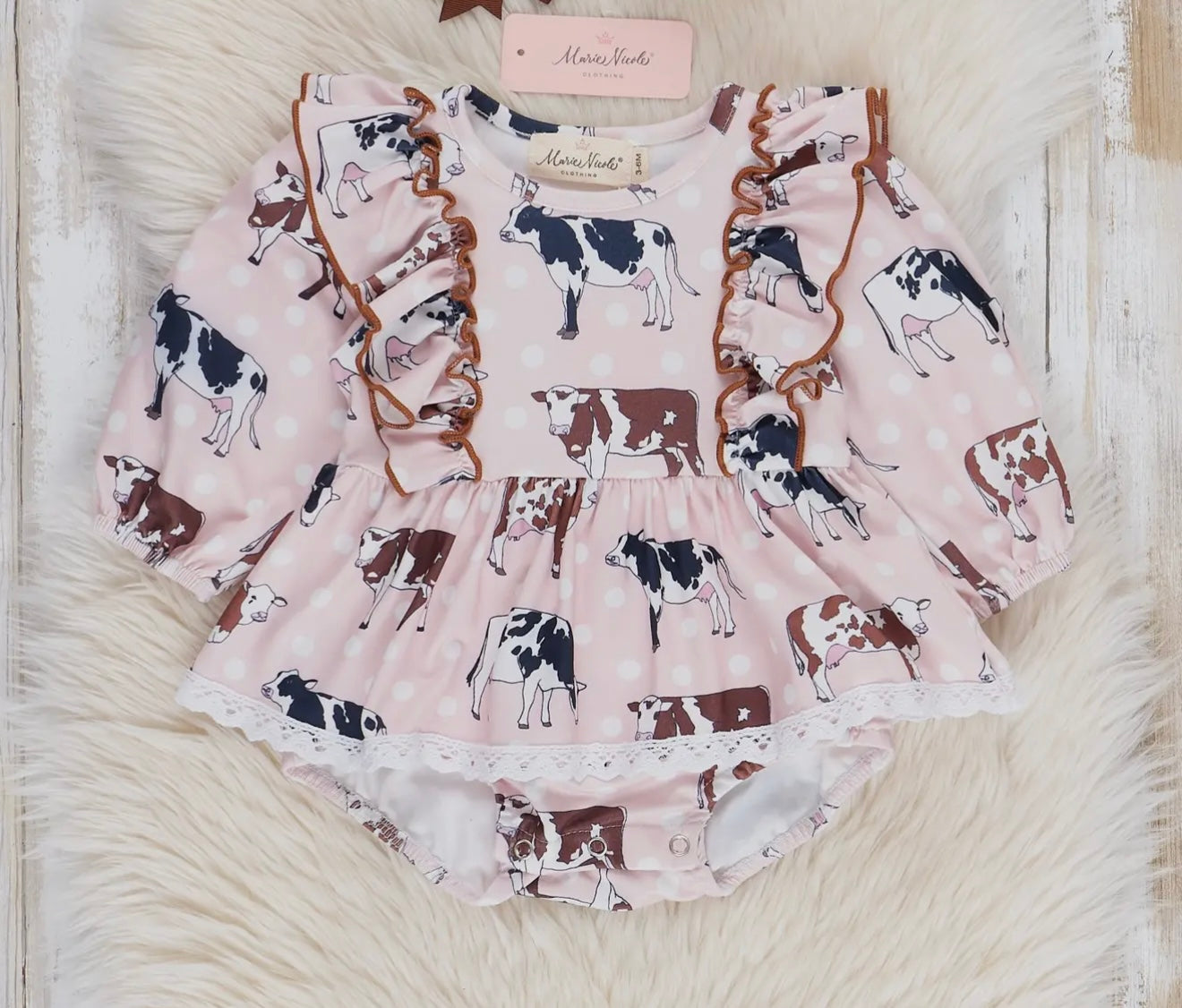 Brown cow ruffle bubble
