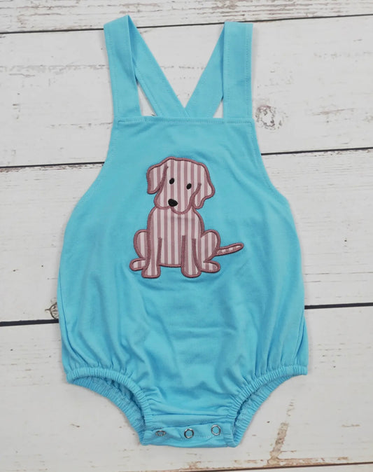 Dog Applique Cotton Baby Boy Bubble