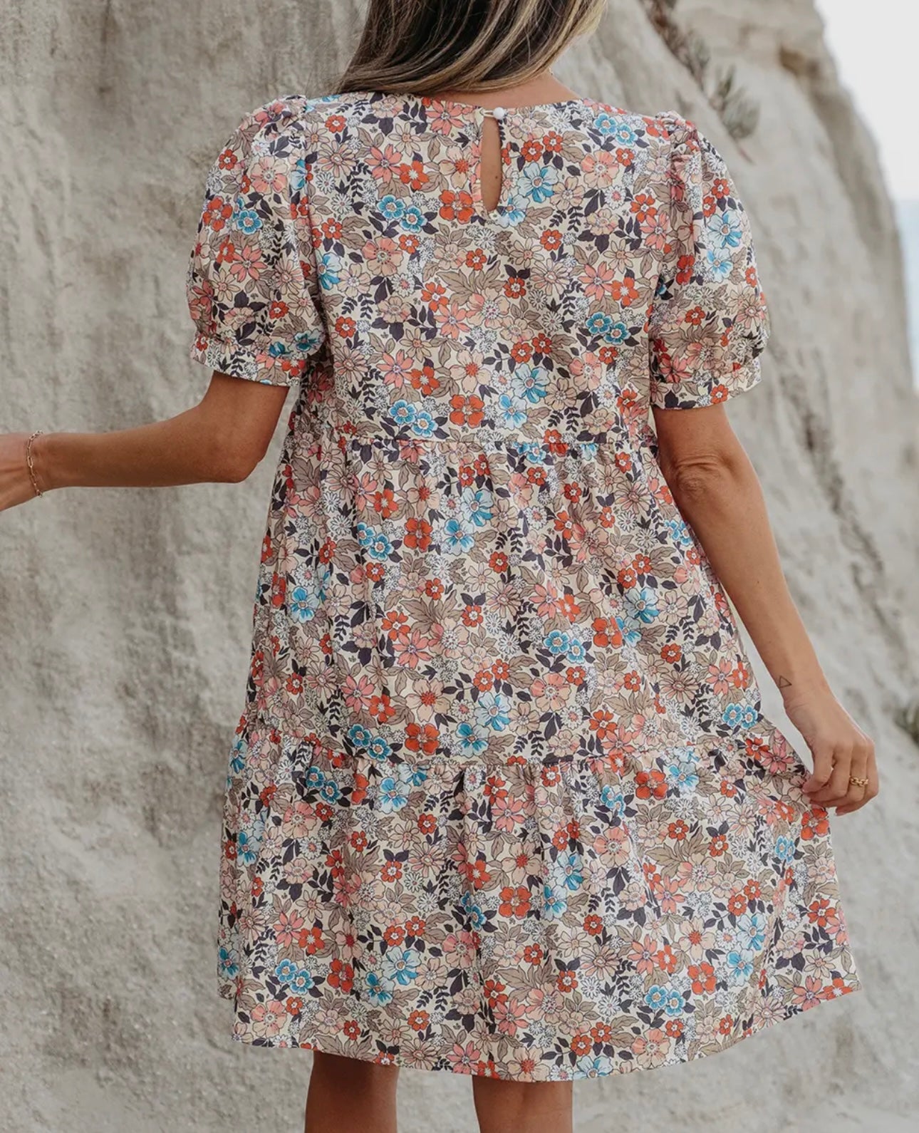 Bohemian Floral Print Mini Dress
