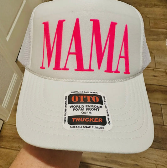 White & Pink Mama Hat