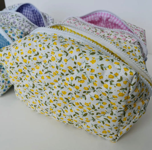 Spring Floral Cosmetic Bag yellow