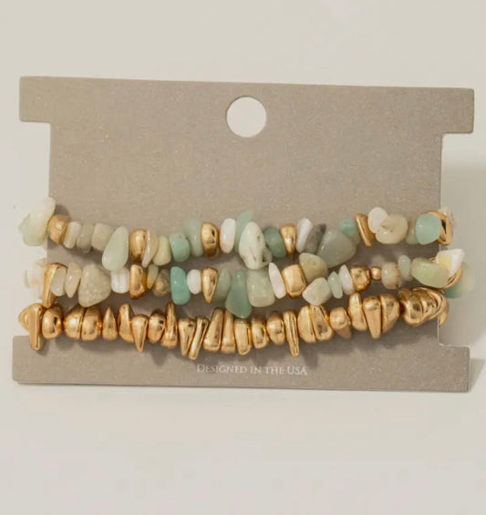 Assorted stone bead bracelet set