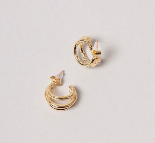 Gold Dipped Double Ring Earrings