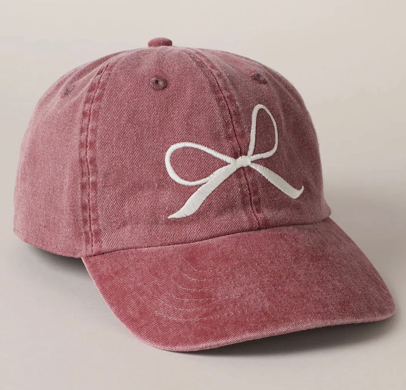 Bow Baseball Cap- Burgundy