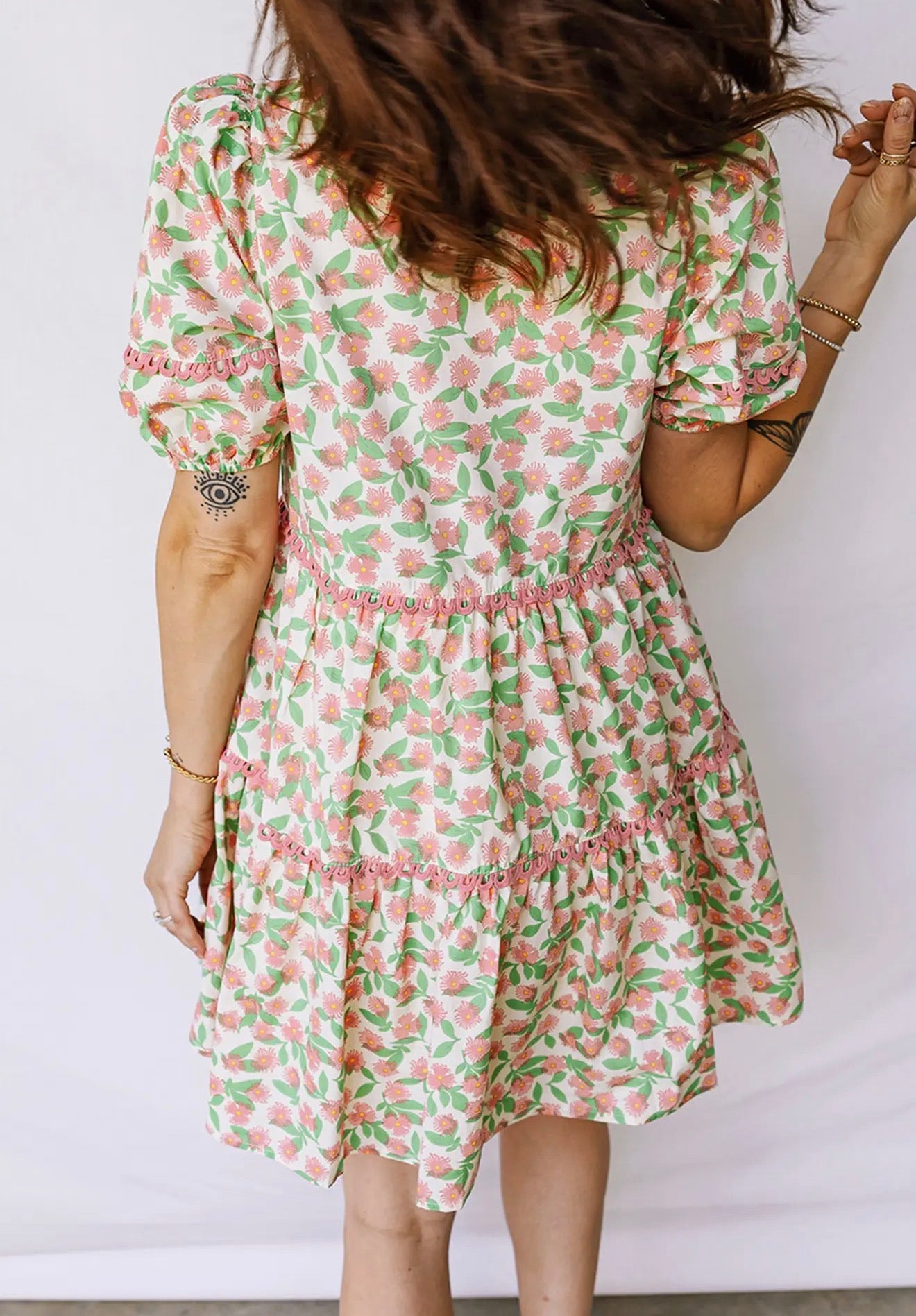 Floral Ricrac Trim Mini Dress