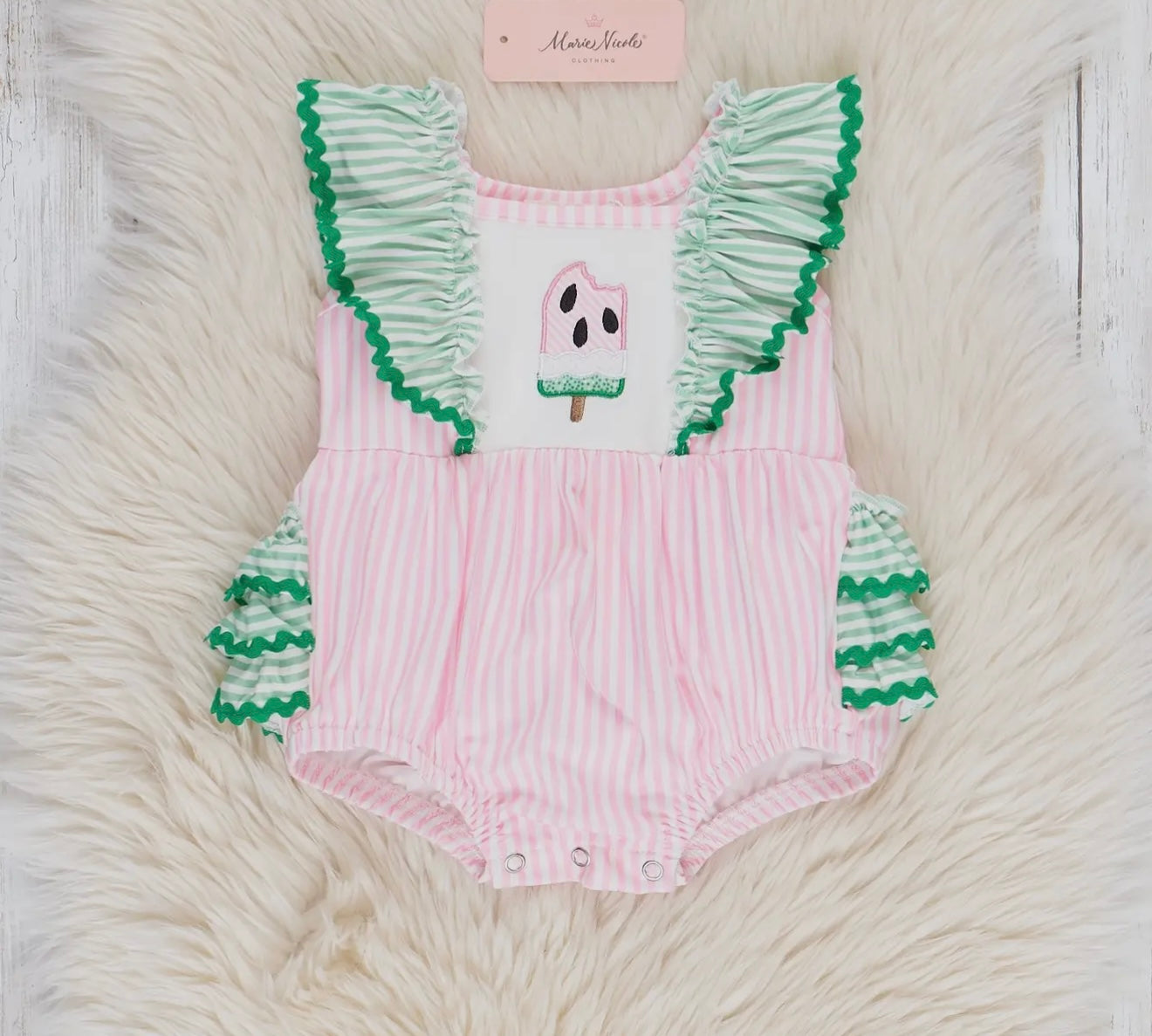Striped Watermelon Pop Ruffle Bubble