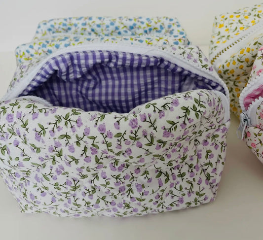 Spring Floral Cosmetic Bag purple