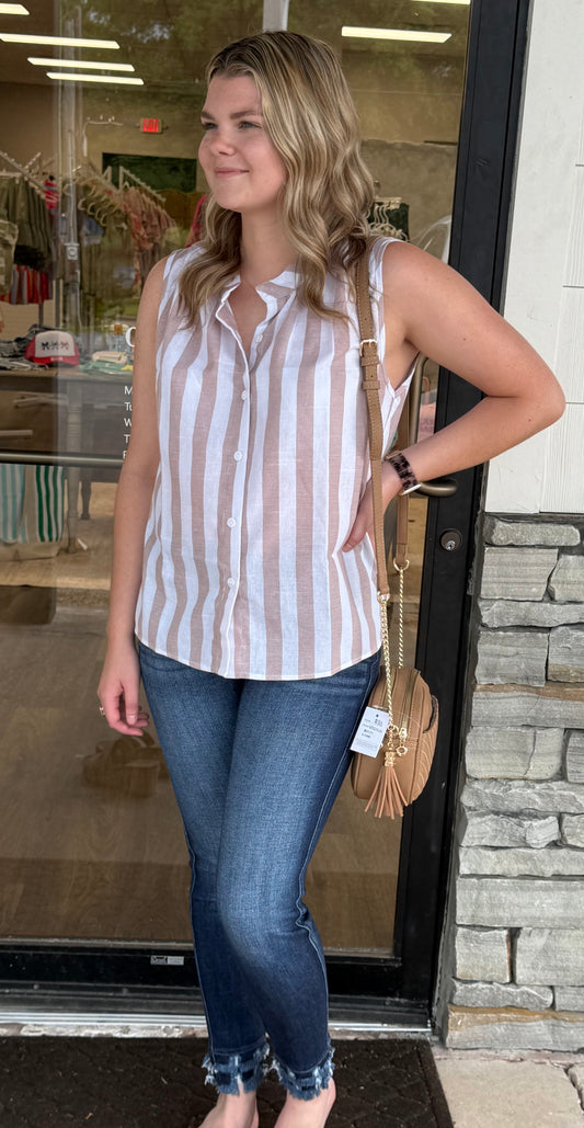 Striped casual button down tank