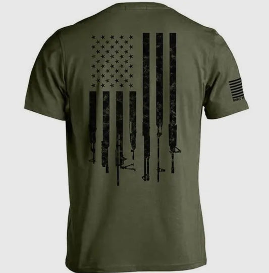 Army Green Firearm Flag Tshirt