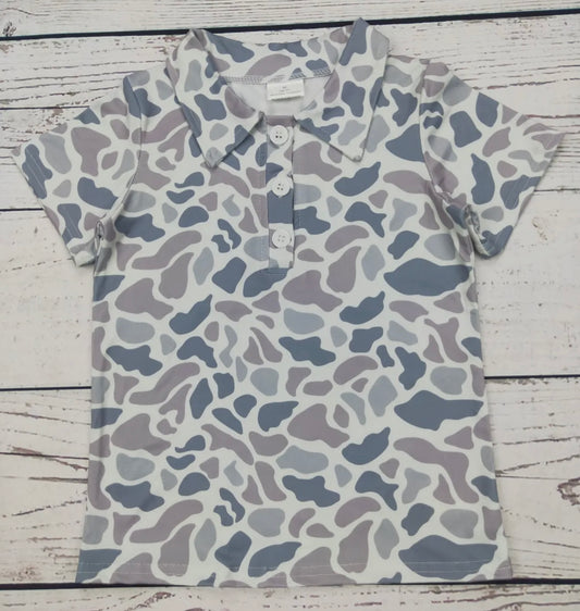 Boys camo printed polo