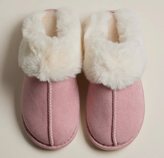 Pink suede slippers