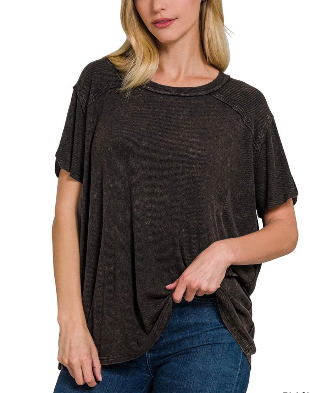 Zenana Washed Short Sleeve Top