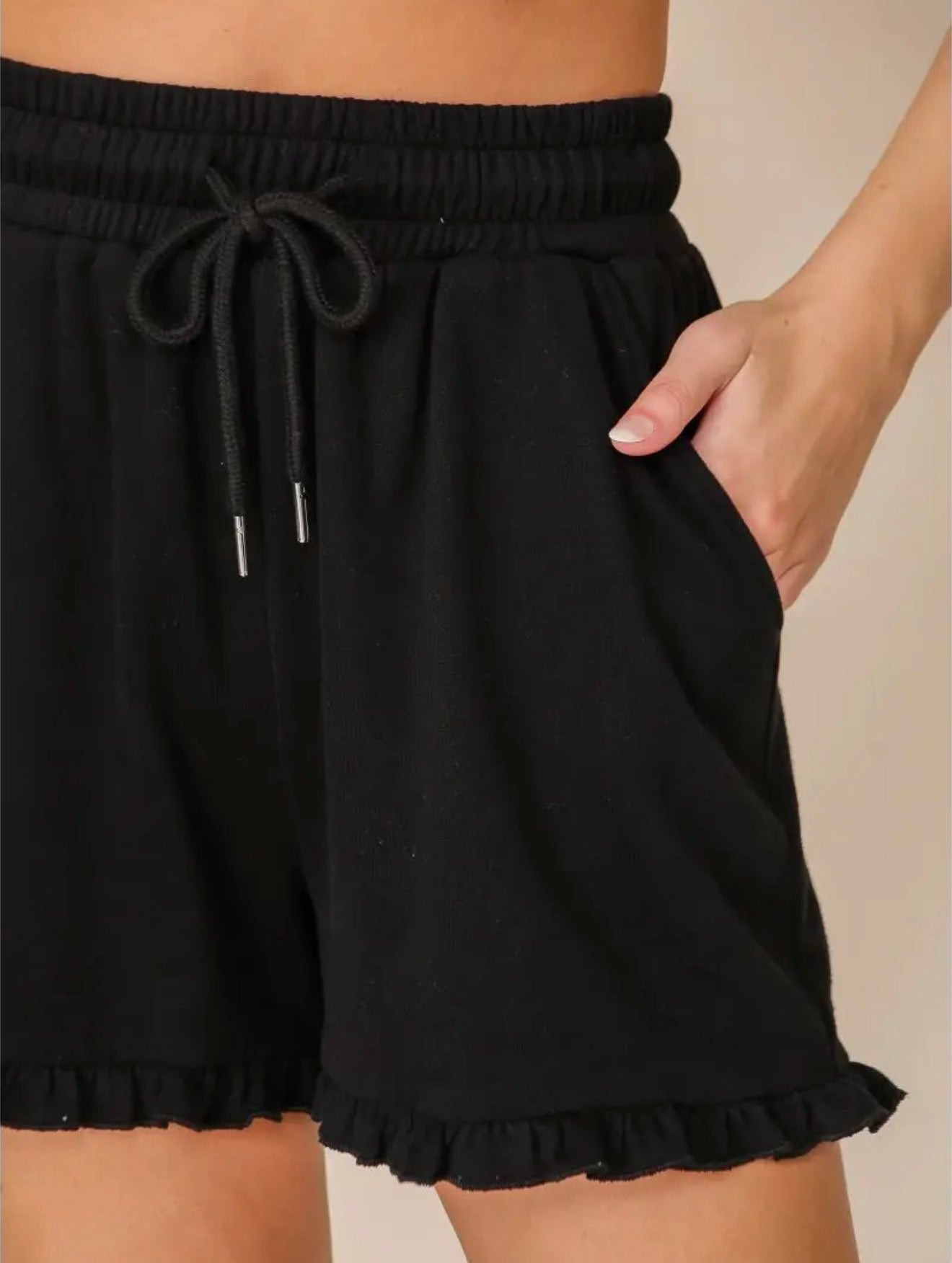 Ruffle Terry Drawstring shorts