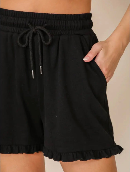 Ruffle Terry Drawstring shorts