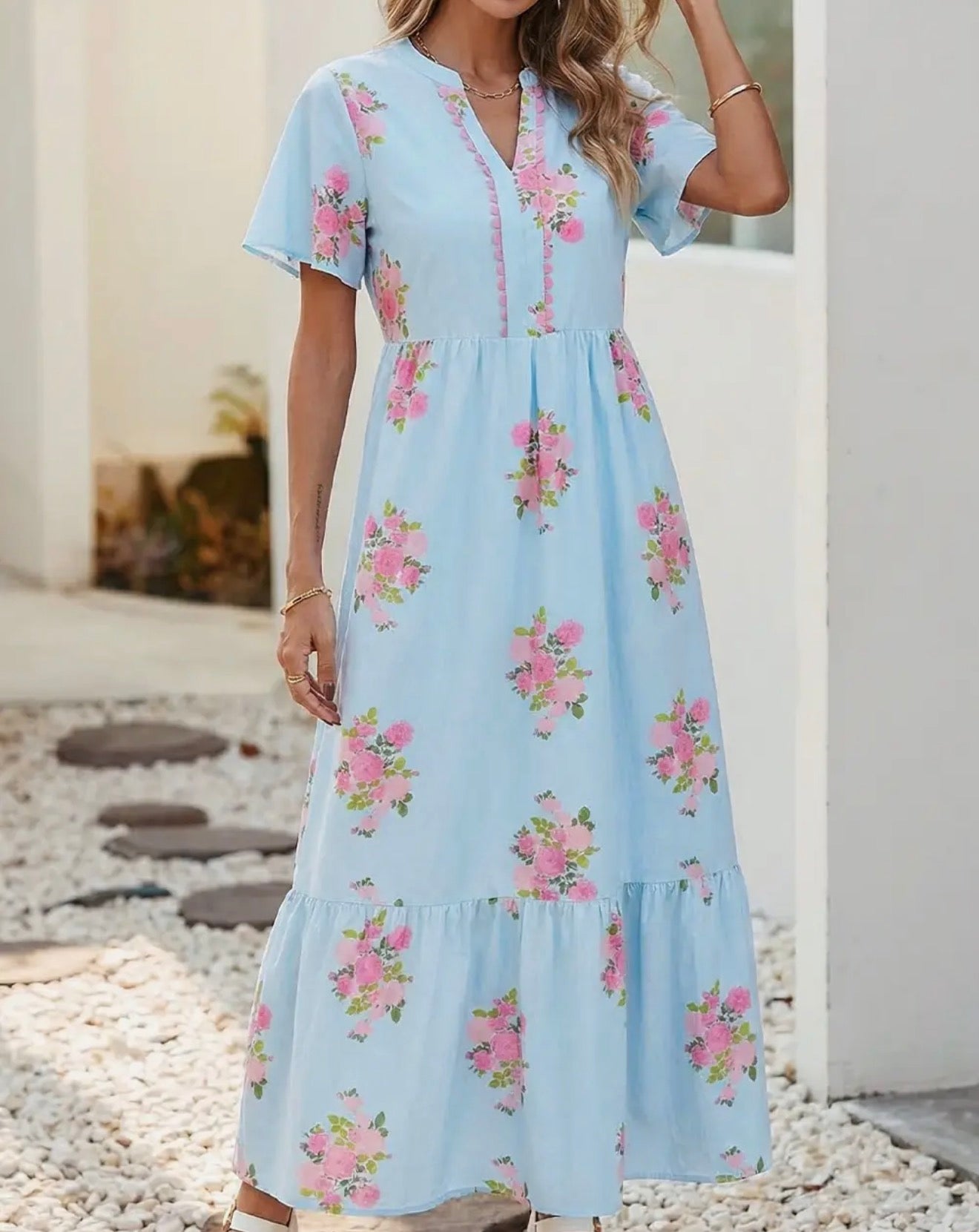 Blue Floral Maxi Dress