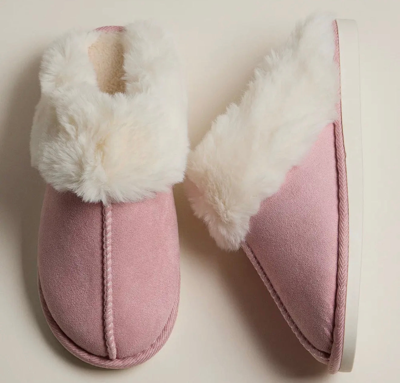 Pink suede slippers