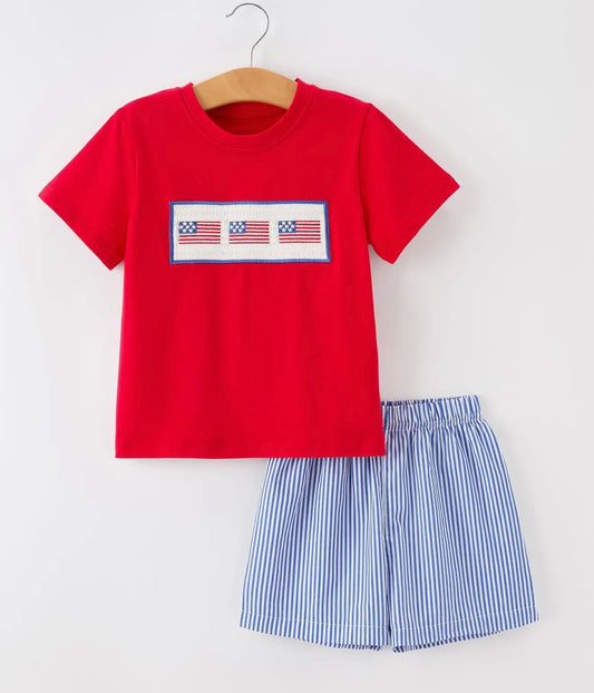 Rylee Faith Flag Embroidered Shorts Outfit
