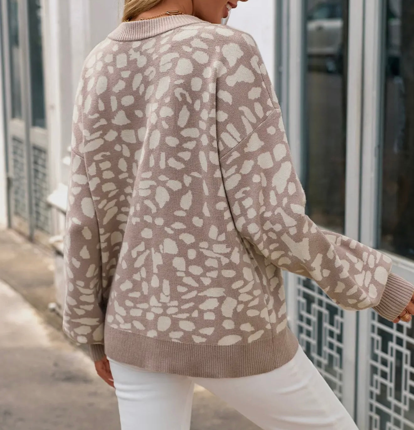 Taupe leopard print sweater