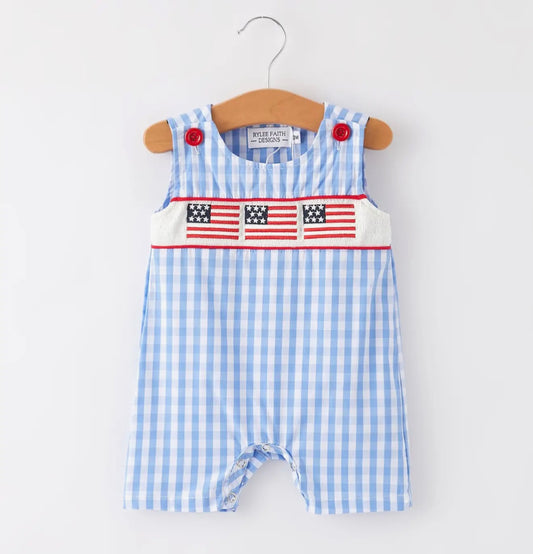 Rylee Faith Flag Embroidered Romper