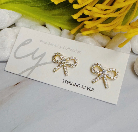 Mini Bow Sterling Silver Earrings