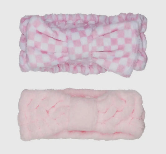 Checkered facial headband duo