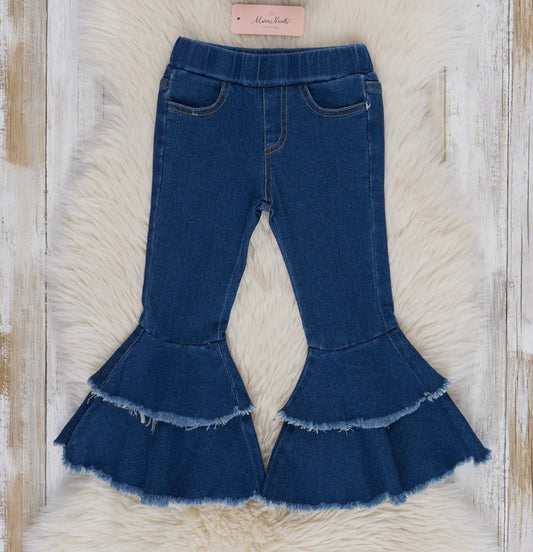 Tiered denim bell bottoms