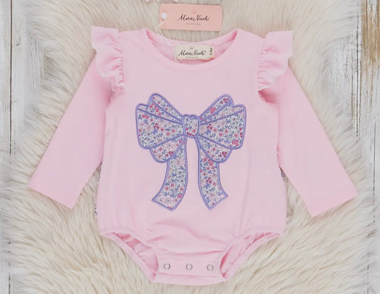 Delicate flower bow ruffle bubble