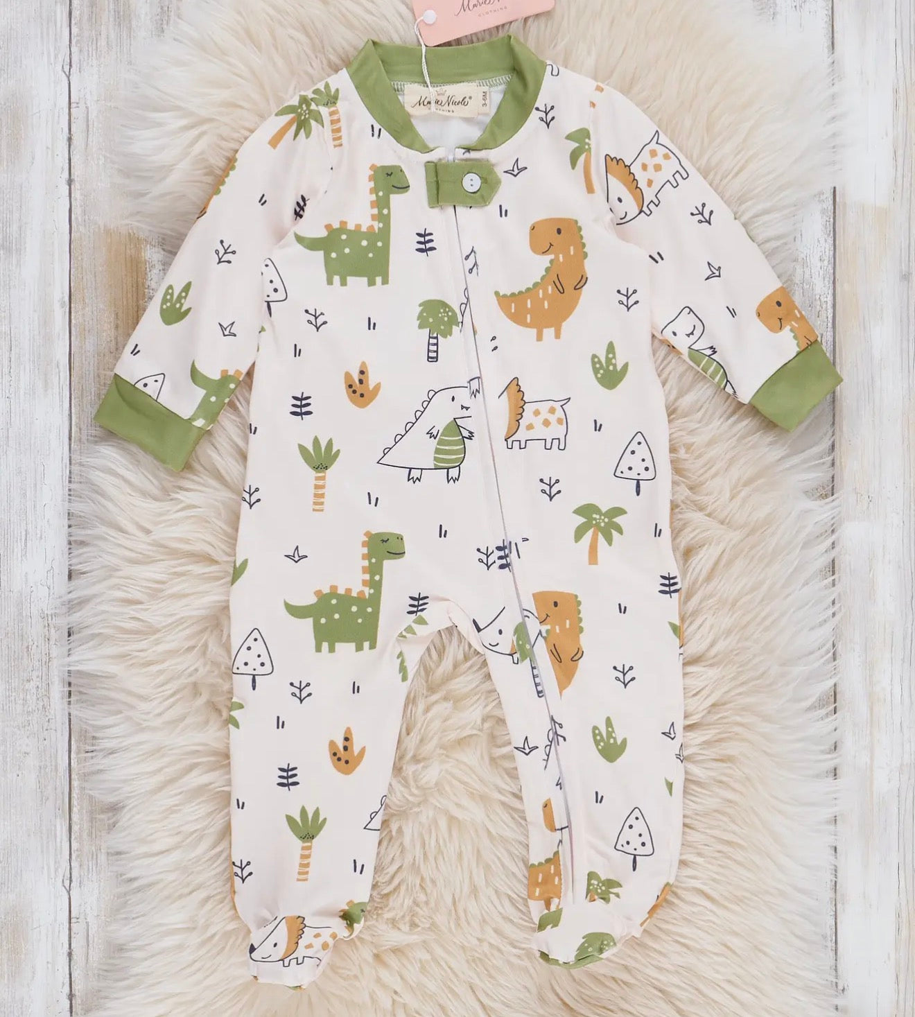 Jurassic Jammies footed sleeper 0-3M
