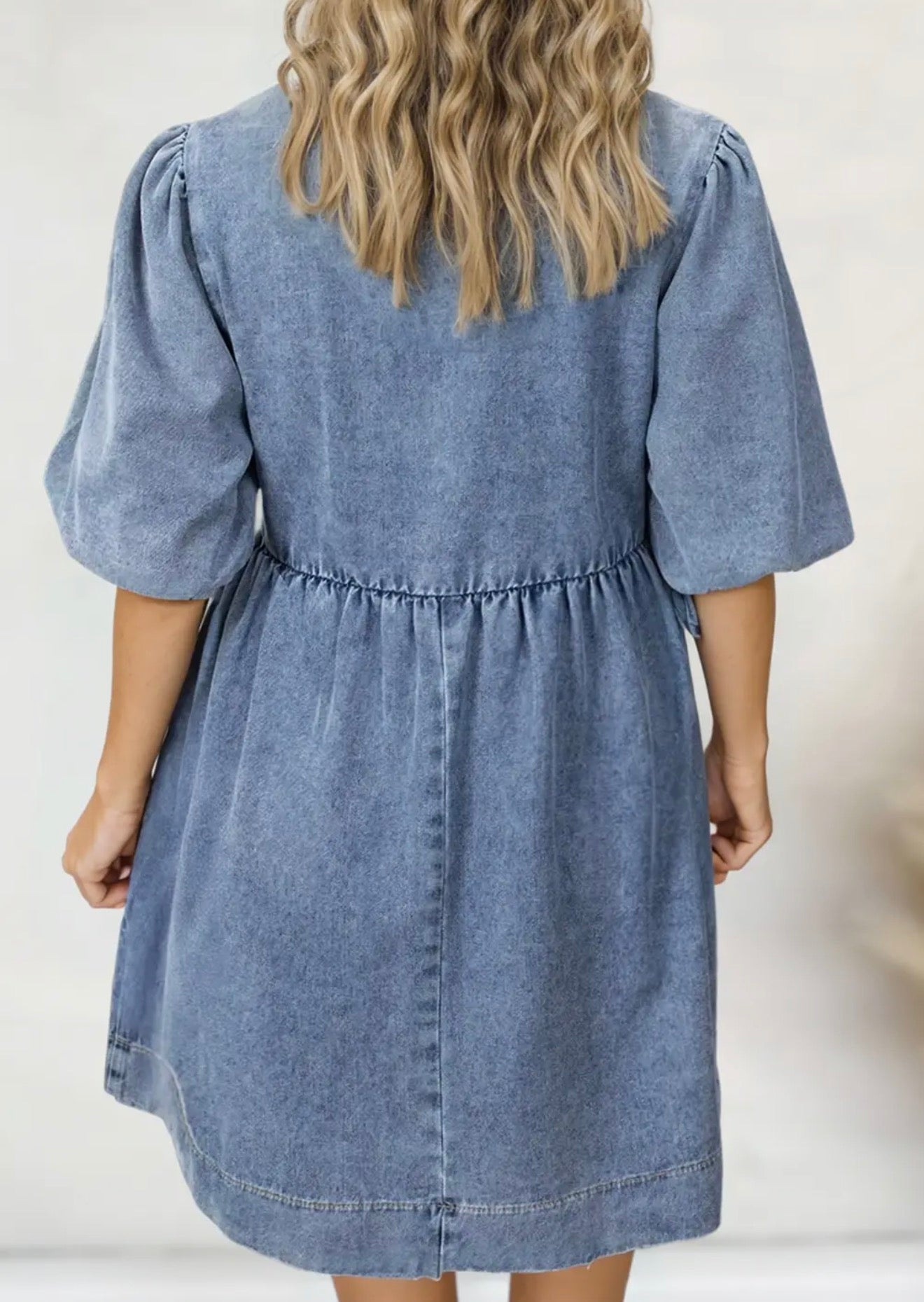 Denim Bow Knot Mini Dress
