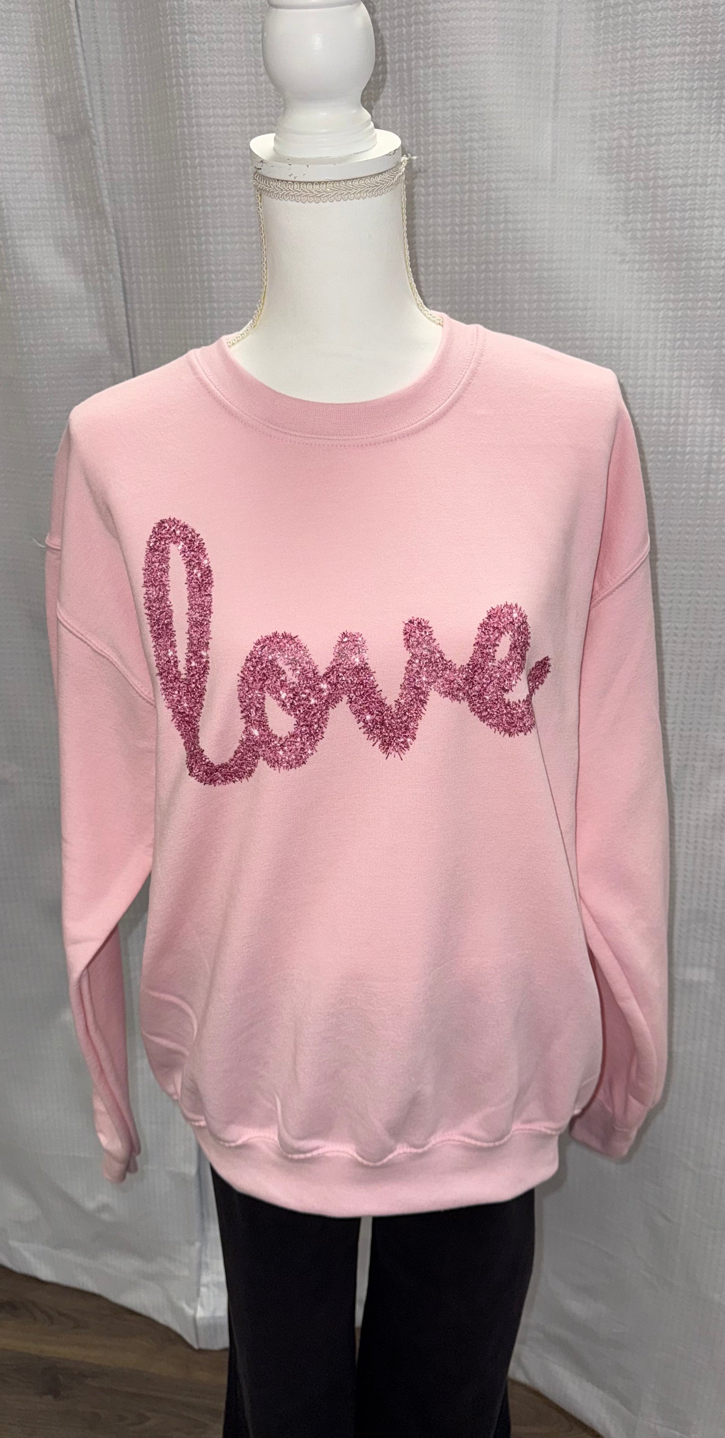 Love faux tinsel crewneck
