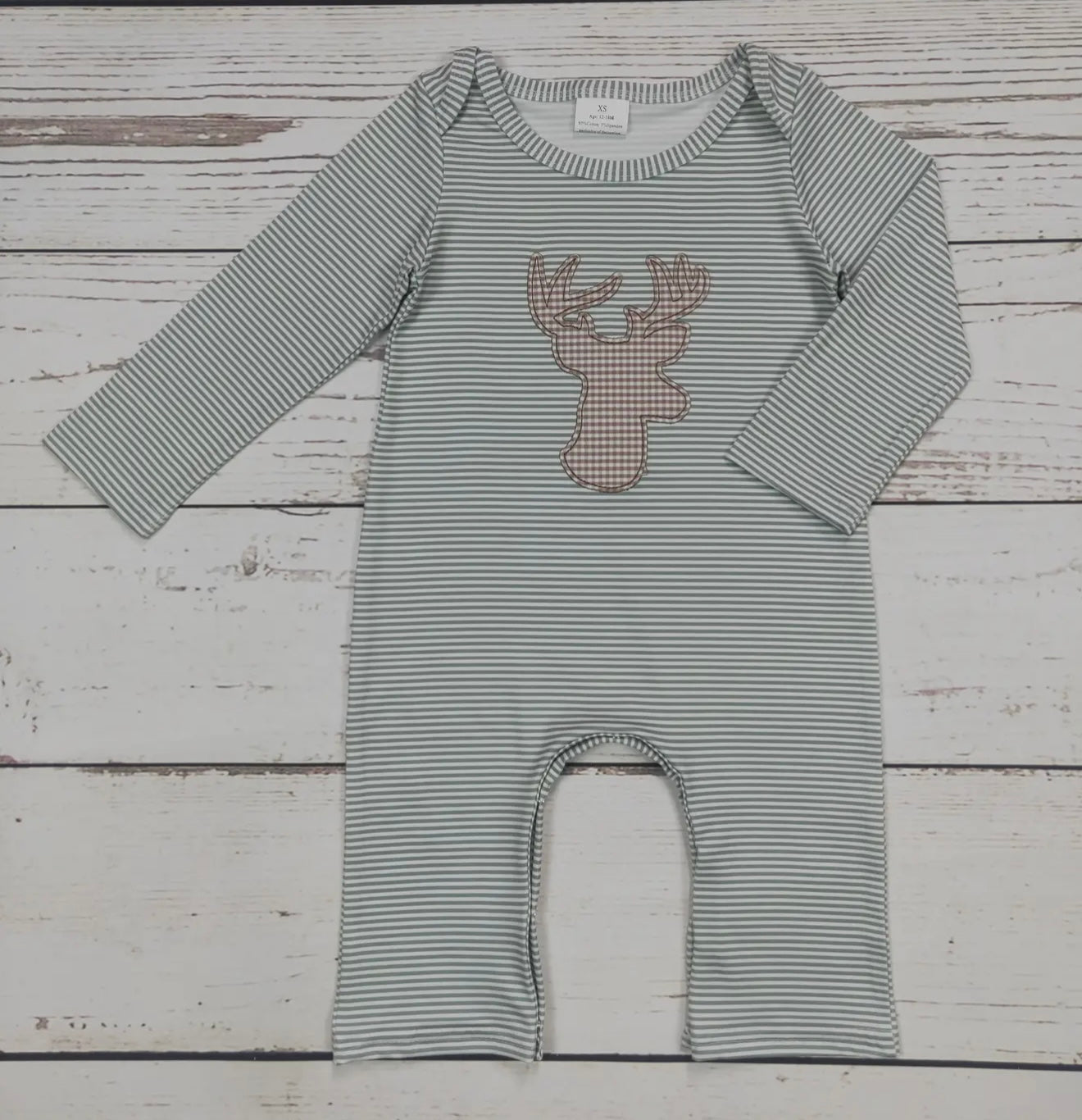 Boys stripe deer romper