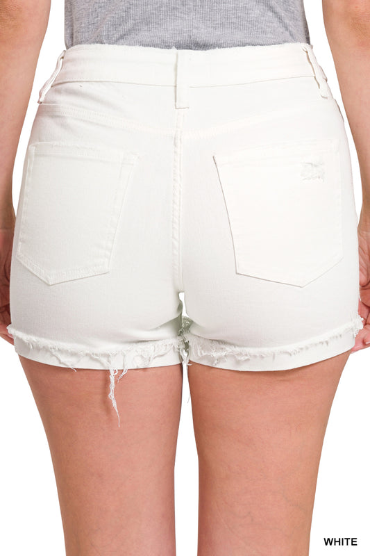Zenana white jean shorts