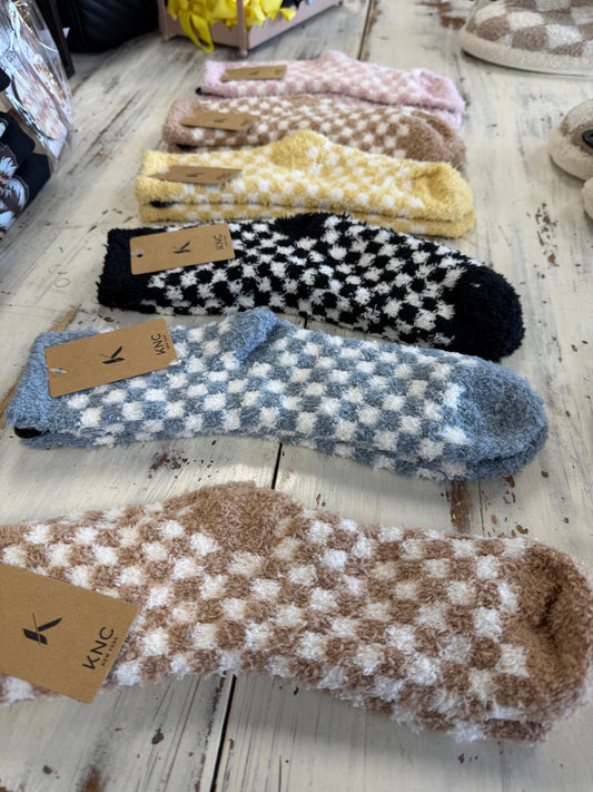 Cozy Checkered print fuzzy socks
